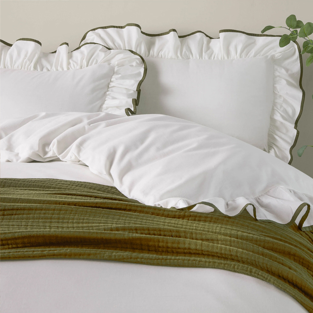 Wylder Blousey Olive Ruffle Duvet Cover Set